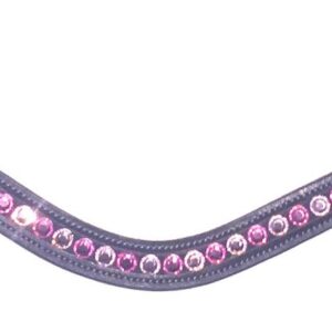 Shaped Browband with roundPink Diamante