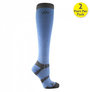 Woof Wear Waffle Knit Bamboo Long Riding Socks Blue/Grey