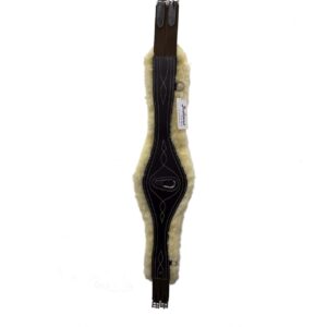 Indiana Premium Shaped Girth with Removable Original Sheep Skin, Both Side Elastic and Roller Buckles